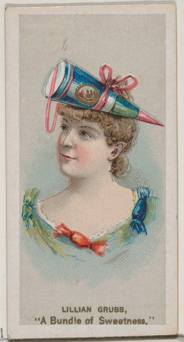 Lillian Grubb as "A Bundle of Sweetness," from the series Fancy Dress Ball Costumes (N73) for Duke brand cigarettes by W. Duke, Sons & Co., print, 1889