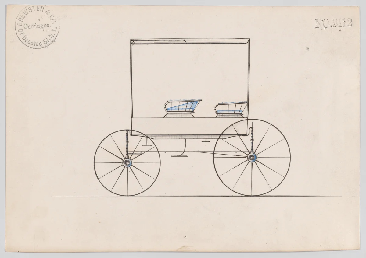 Design for T-Cart, no. 3112 by Brewster & Co., drawing, 1875