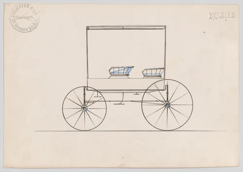 Design for T-Cart, no. 3112 by Brewster & Co., drawing, 1875