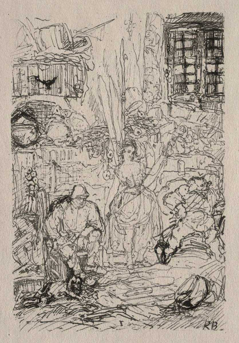 Spinner's Interior by Rodolphe Bresdin, print, 1842-1885