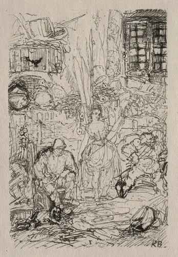 Spinner's Interior by Rodolphe Bresdin, print, 1842-1885