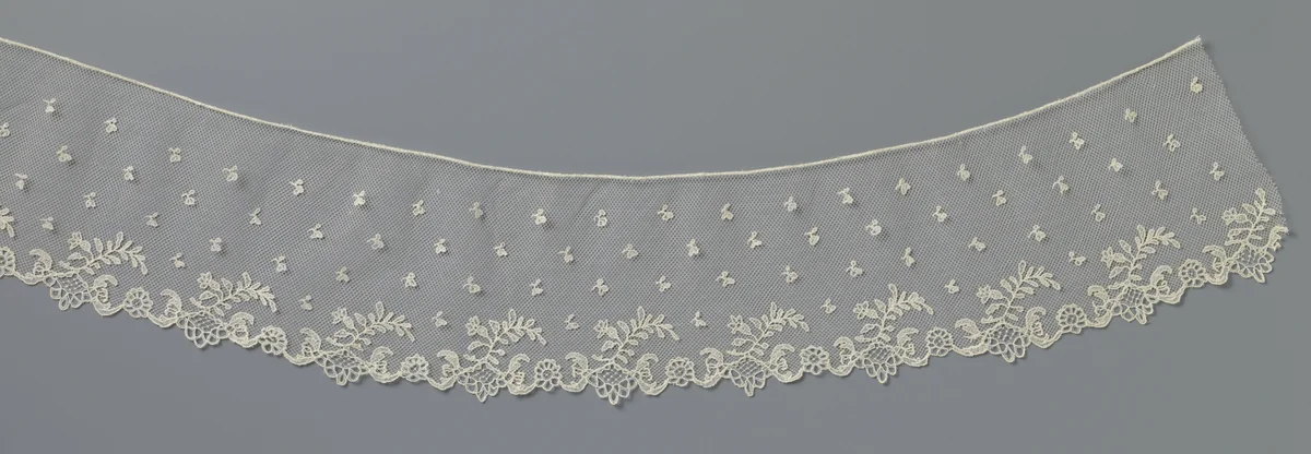 Strook applicatiekant met naar links wuivende blaadjes by anonymous, other, 1840-1850