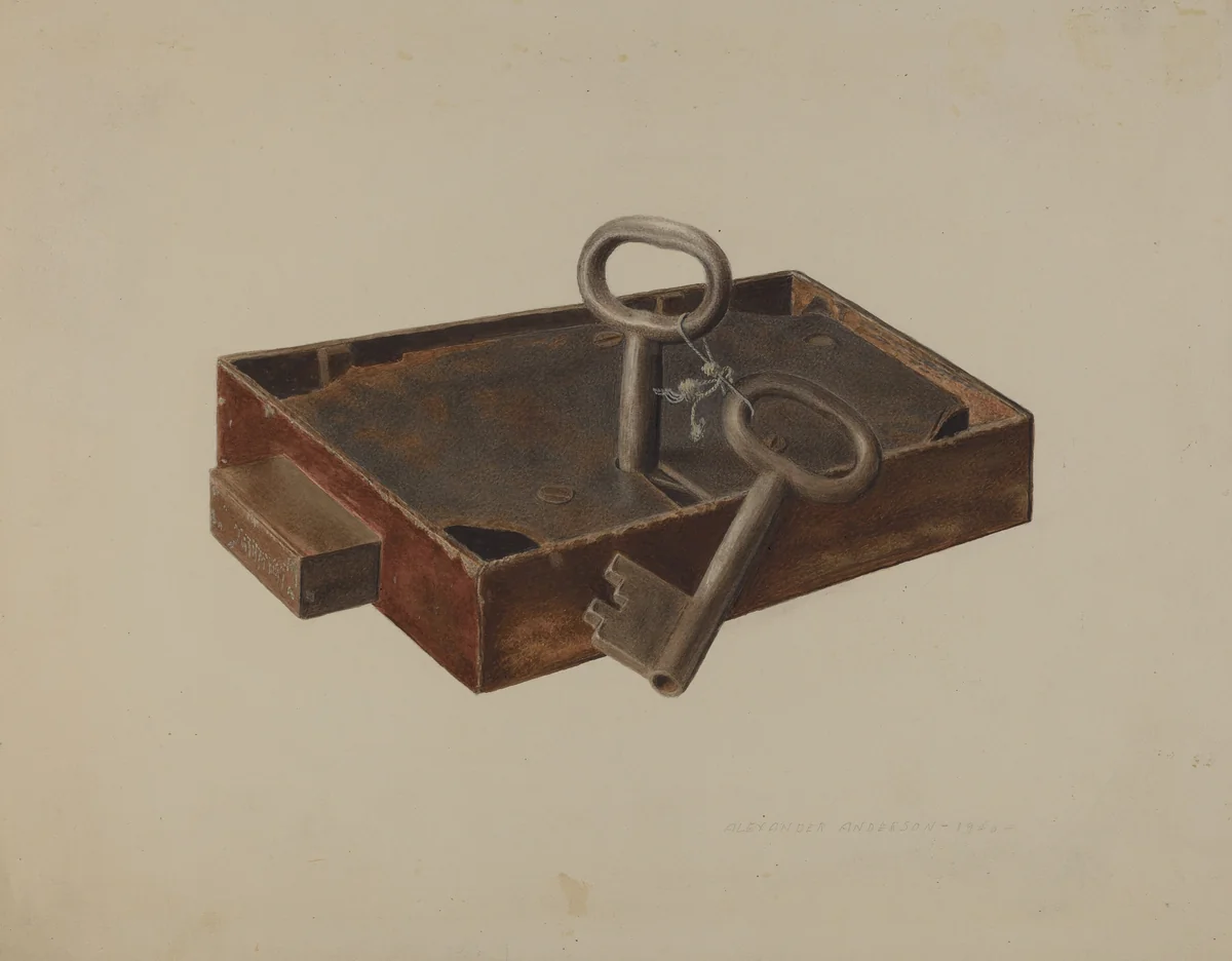 Bar Lock and Keys by Alexander Anderson, index of american design, 1940