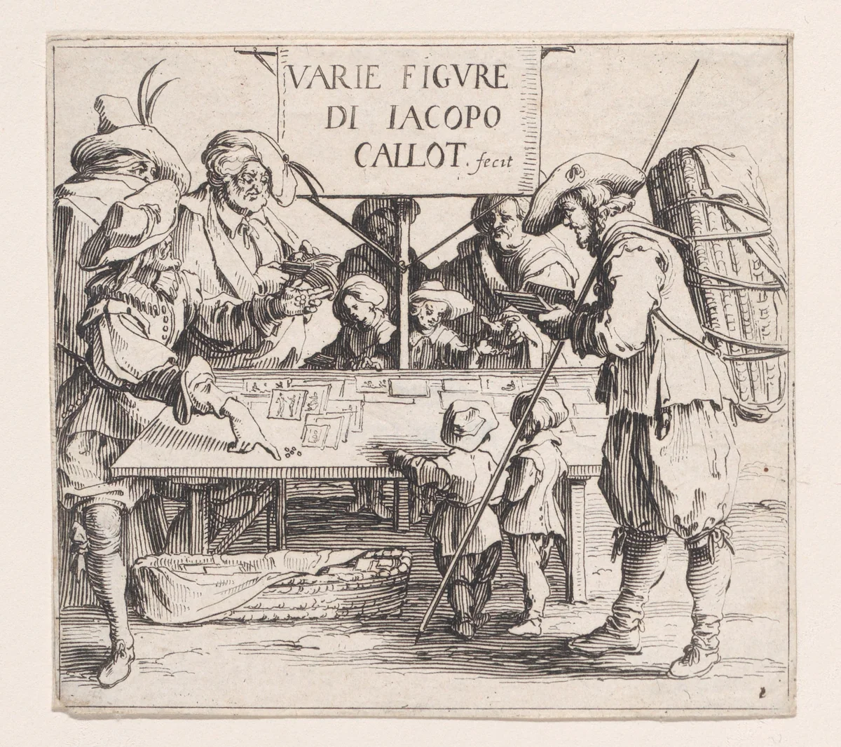 Frontispiece, plate 1 from "Varie Figure" (Various Figures) by Jacques Callot, print, 1615-1625
