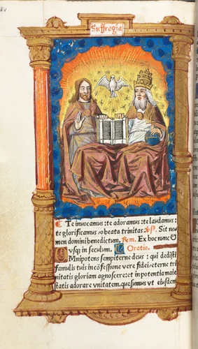 Printed Book of Hours (Use of Rome): fol. 94v, The Trinity by Guillaume Le Rouge, book, 1510