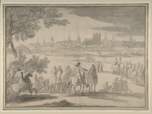 Louis XIV at the Siege of Tournai, Seen from the North-East (June 21–25, 1667) by Adam Frans van der Meulen, drawing, 1645-1690