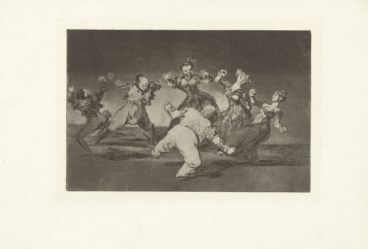 Vrolijke dwaasheid by Francisco de Goya, print, 1815-1820