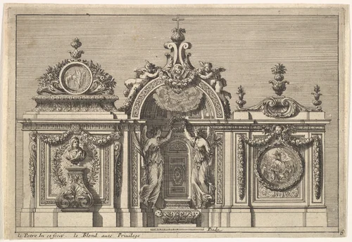 Design for a Tabernacle with Two Variants, from "Tabernacles à l'italienne" by Jean Le Pautre, print, 1639-1649