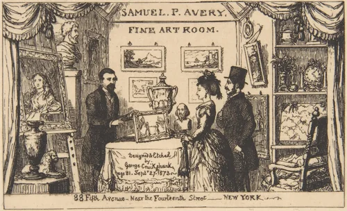 Trade Card for Samuel P. Avery--Fine Art Room by George Cruikshank, print, 1873