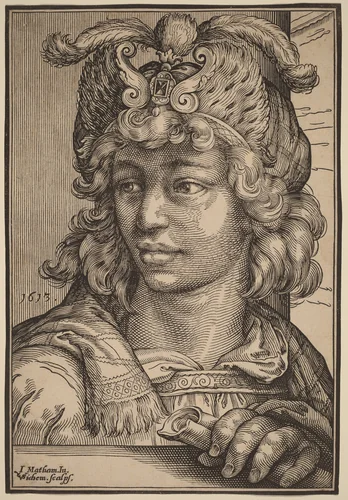 Bust of a Young Man by Christoffel van Sichem I, print, 1613