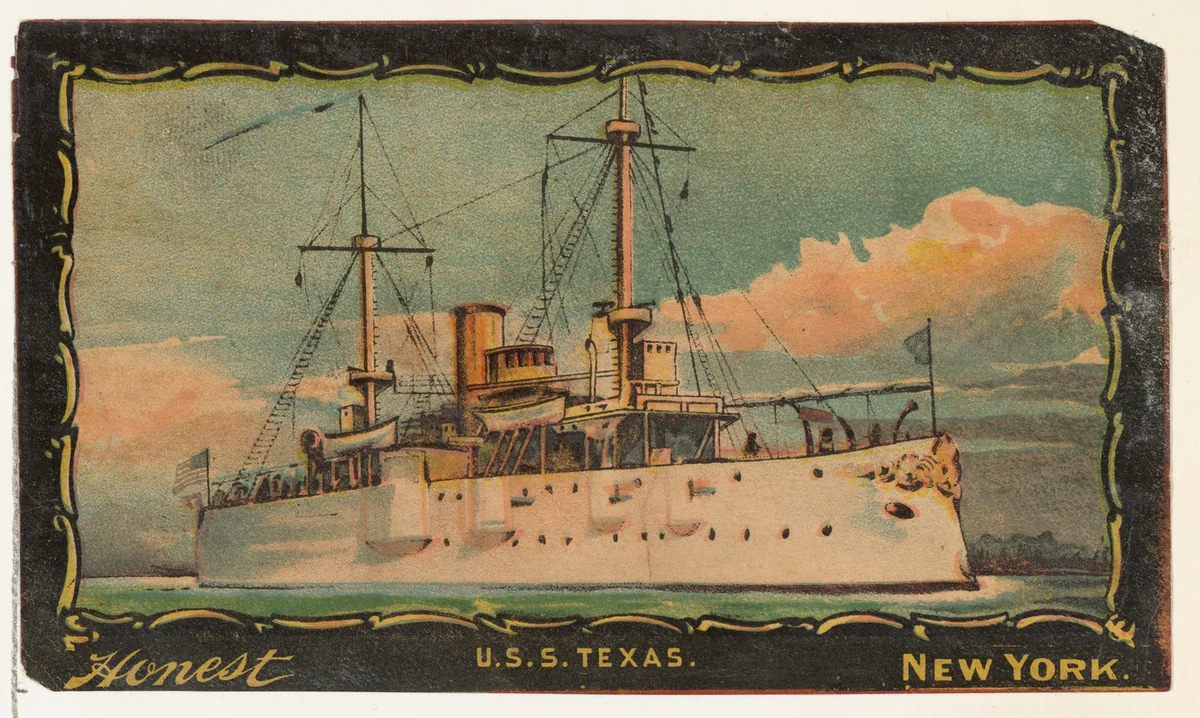 U.S.S. Texas, from the Transparencies series (N137) issued by W. Duke, Sons & Co. to promote Honest Long Cut Tobacco by W. Duke, Sons & Co., print, 1884-1890