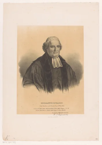 Portret van Abraham Heidanus by Leendert Springer, print, 1850