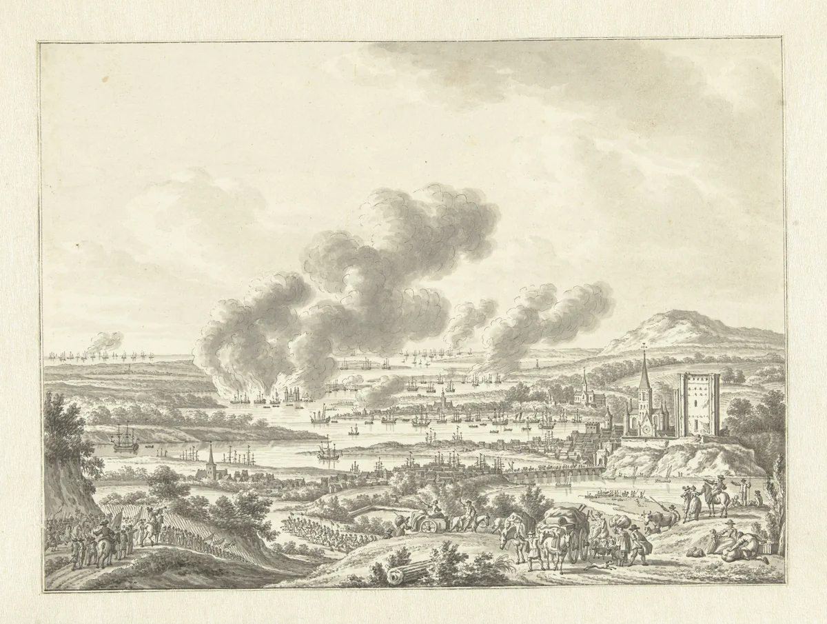 Slag bij Chatham by Jan Bulthuis, drawing, 1760-1801