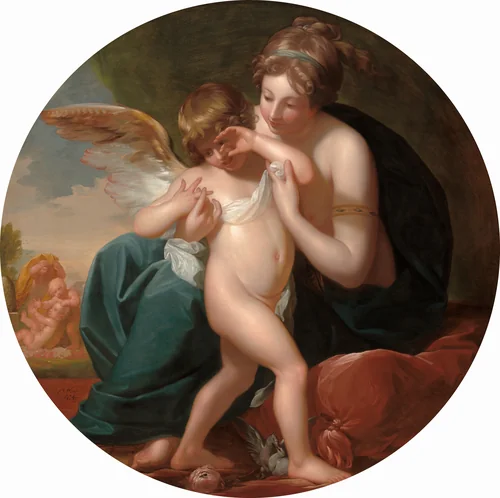 Cupid, Stung by a Bee, Is Cherished by his Mother by Benjamin West, painting, 1774