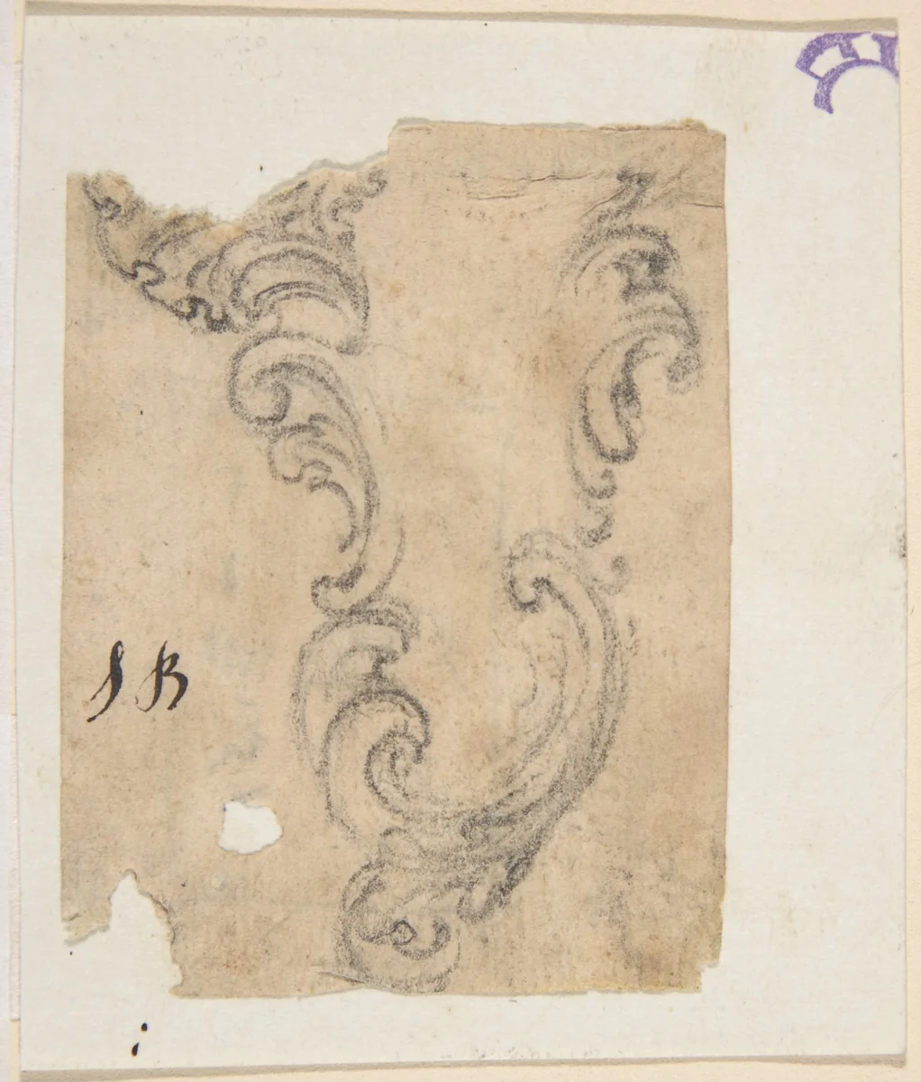 Design for a Rocaille Cartouche by Giovanni Battista Foggini, drawing, 1652-1725