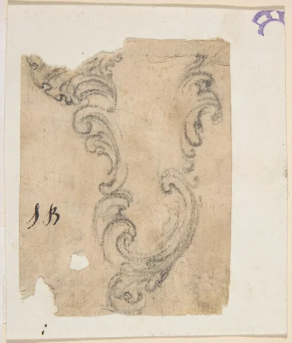 Design for a Rocaille Cartouche by Giovanni Battista Foggini, drawing, 1652-1725