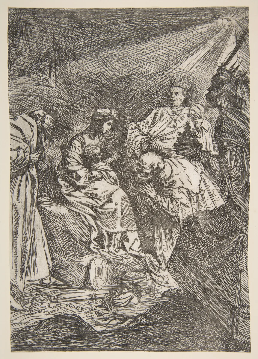 The Adoration of the Magi by Claude Vignon, print, 1619
