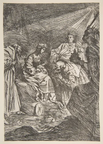 The Adoration of the Magi by Claude Vignon, print, 1619