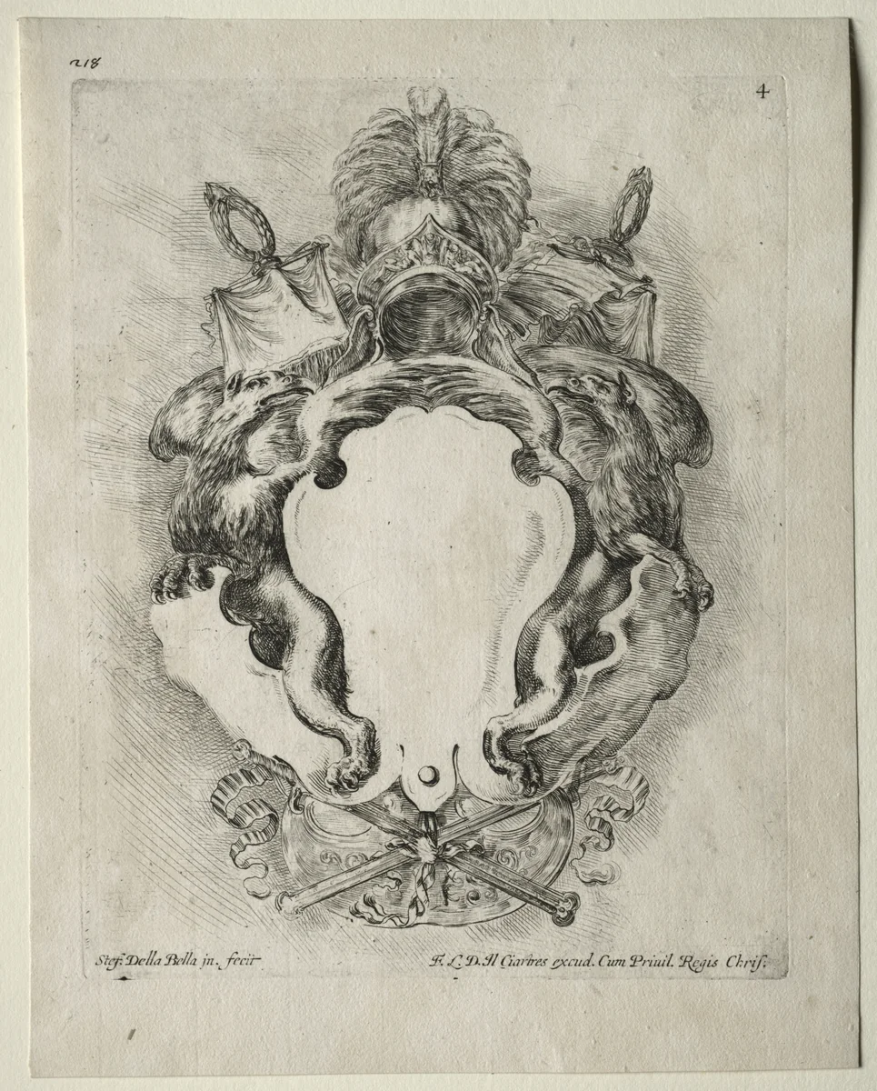 Collection of Various Caprices and New Designs of Cartouches and Ornaments: No. 4 by Stefano della Bella, print, 1646