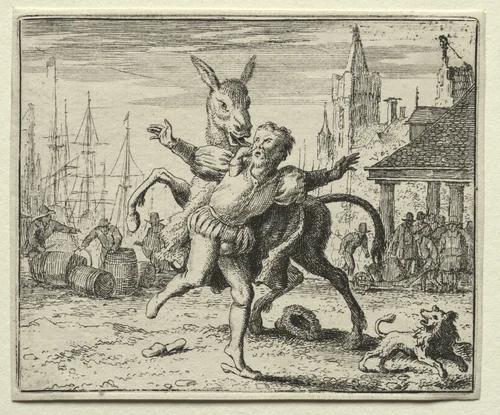 Reynard the Fox: The Jealous Ass by Allart van Everdingen, print, 1650-1675