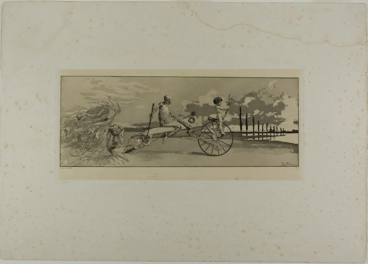 Cupid, Death, and the Next World, plate twelve from Intermezzos by Max Klinger, print, 1881