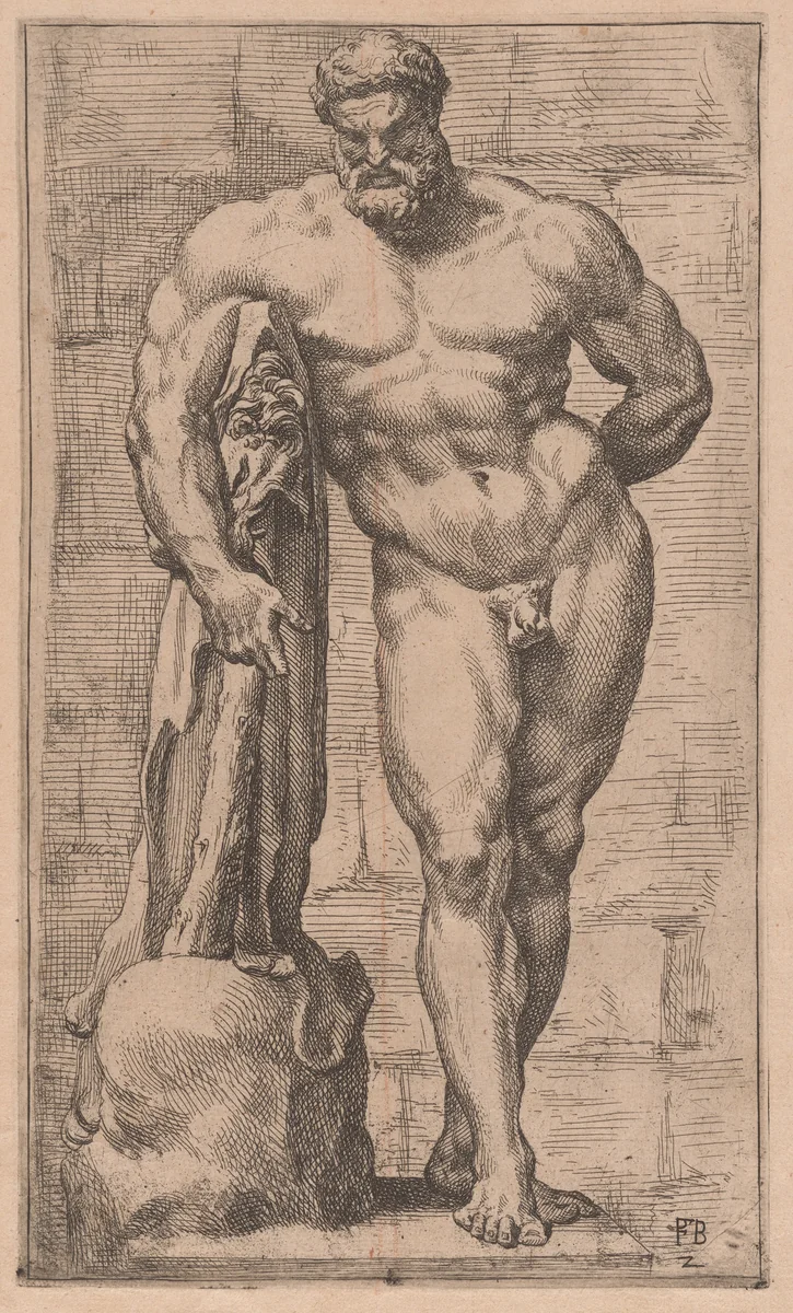 The Farnese Hercules, front view [plate 2] by François Perrier, print, 1638