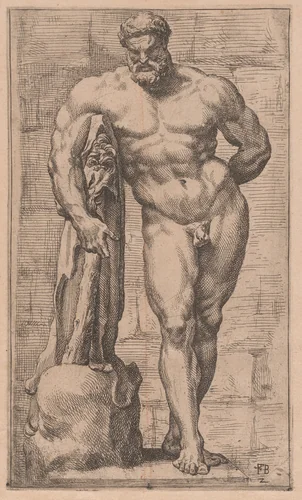 The Farnese Hercules, front view [plate 2] by François Perrier, print, 1638