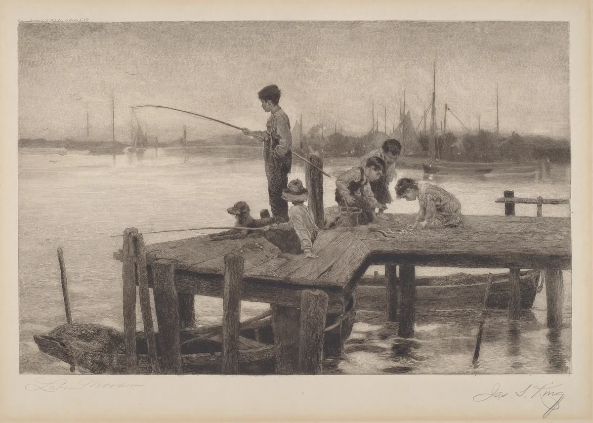 Young Anglers by James S. King, print, 1886