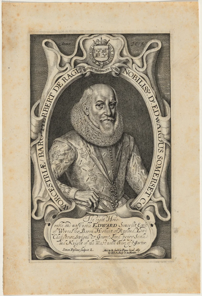 Edward Somerset, Fourth Earl of Worcester by Simon van de Passe, print, 1618