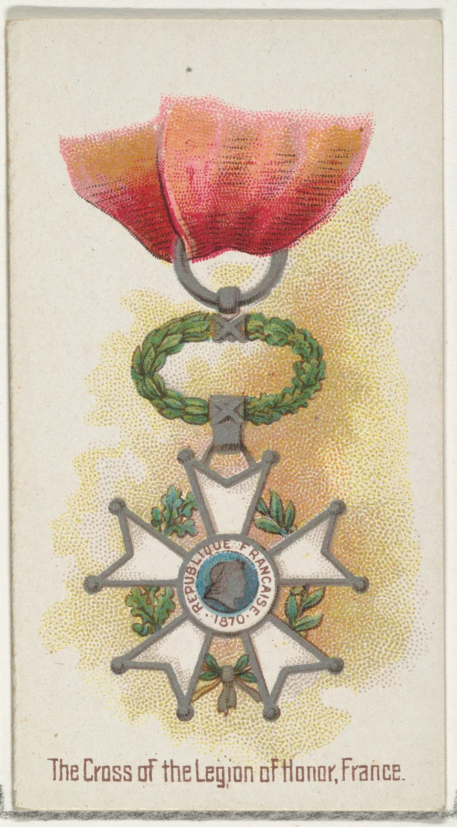 The Cross of the Legion of Honor, France, from the World's Decorations series (N30) for Allen & Ginter Cigarettes by Allen & Ginter, print, 1890