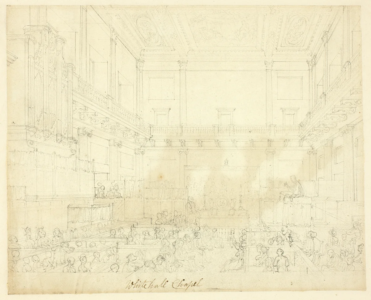 Study for Whitehall Chapel, from Microcosm of London by Augustus Charles Pugin
Thomas Rowlandson, drawing, 1807-1809