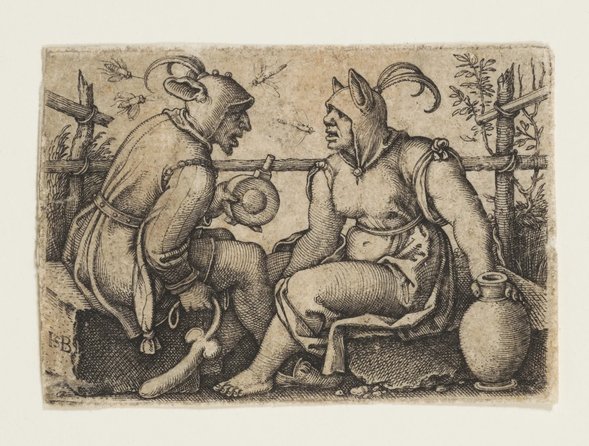 The Fool and the Foolish Woman by Sebald Beham, print, 1500-1550
