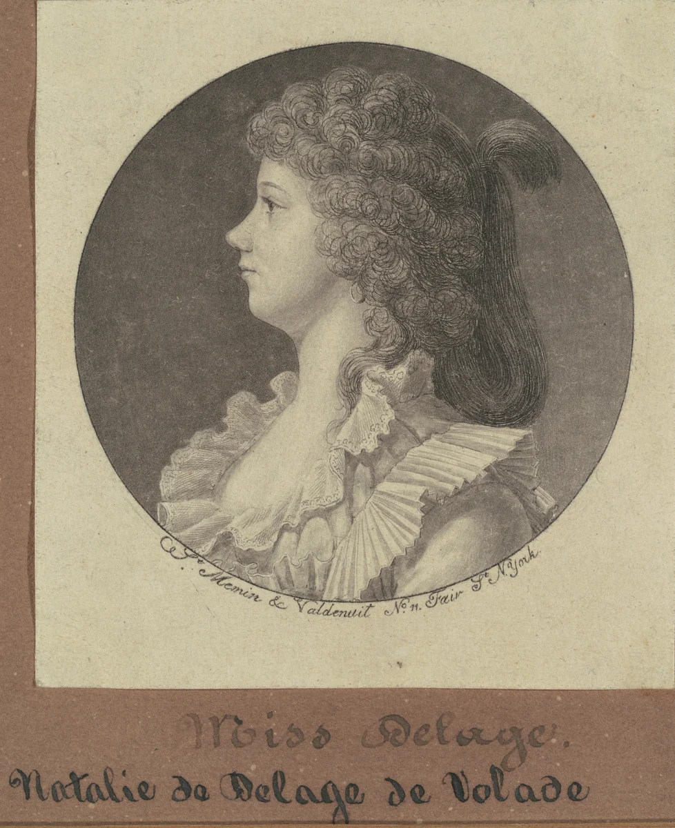 Natalie Marie Louise Stephanie Beatrice Delage de Volude by Charles B. J. Févret de Saint-Mémin, print, 1796