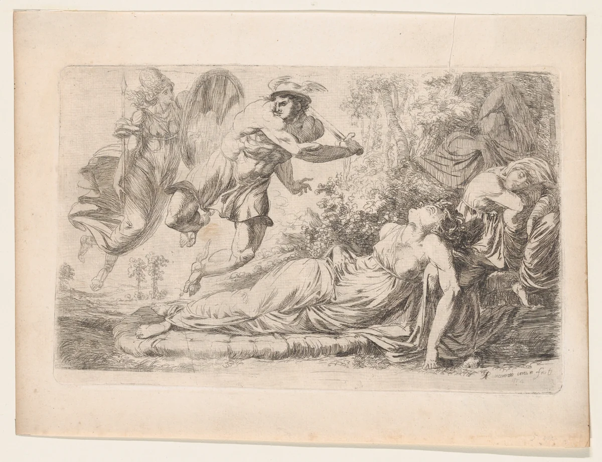Perseus and the Sleeping Medusa by Alexander Runciman, print, 1774