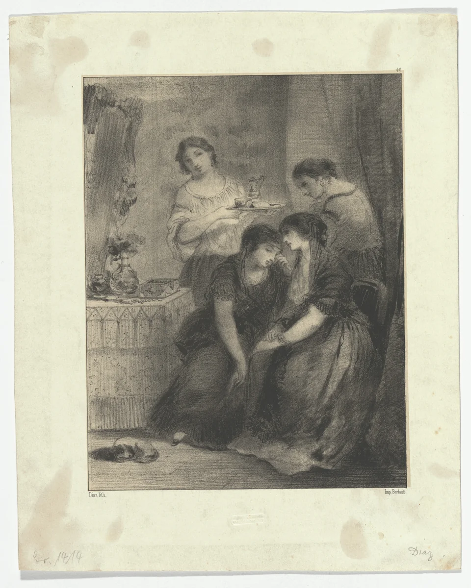 The Widow by Narcisse Diaz, print, 1844