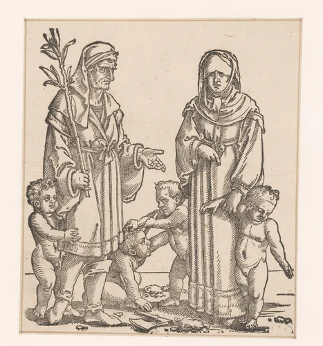 Henoch met zijn vrouw en kinderen by anonymous, print, 1530