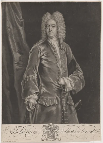 Sir Nicholas Caren of Beddington by John Faber II, print, 1723