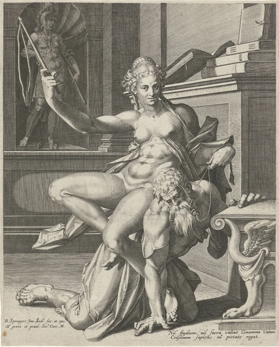 Aristoteles en Phyllis by Unknown, print, 1586-1595