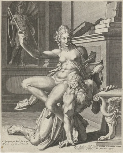 Aristoteles en Phyllis by Unknown, print, 1586-1595