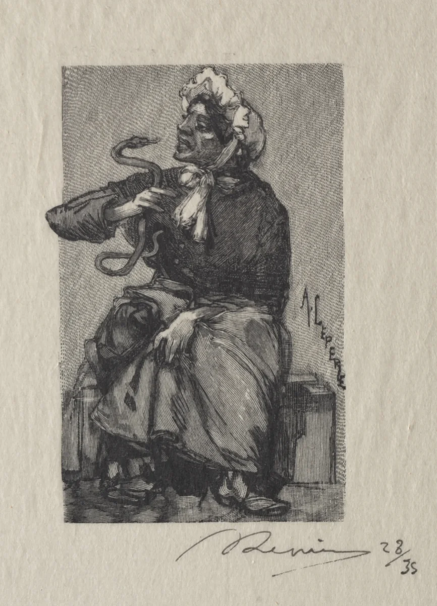 Marchande de Serpents by Auguste Louis Lepère, print, 1889