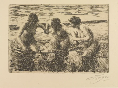 Against the Current by Anders Zorn, print, 1919