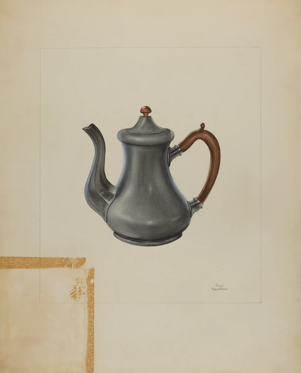 Pewter Teapot by John Tarantino, index of american design, 1935-1942