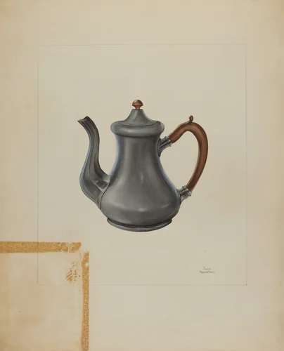 Pewter Teapot by John Tarantino, index of american design, 1935-1942