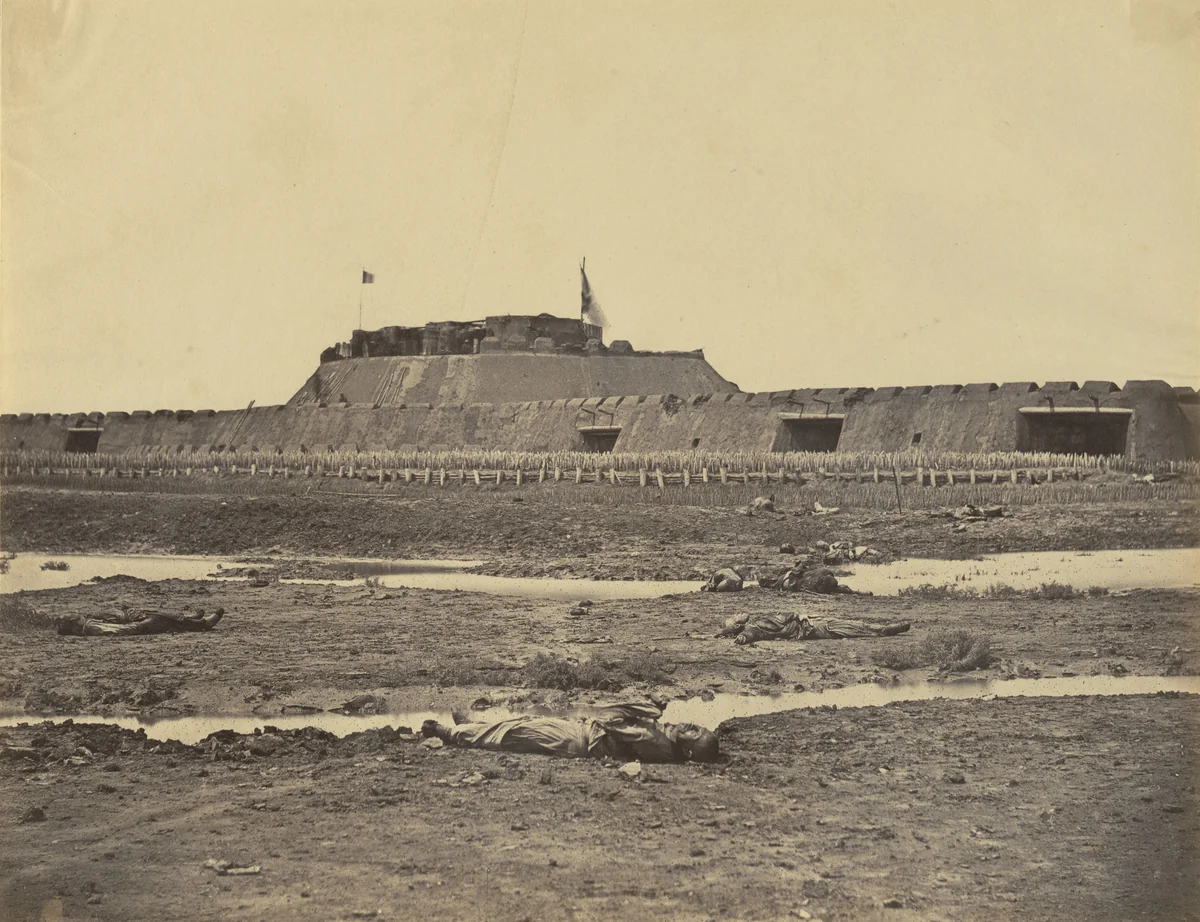Rear of the North Fort after it's Capture Showing the Retreat of the Chinese Army by Felice Beato, photograph, 1860