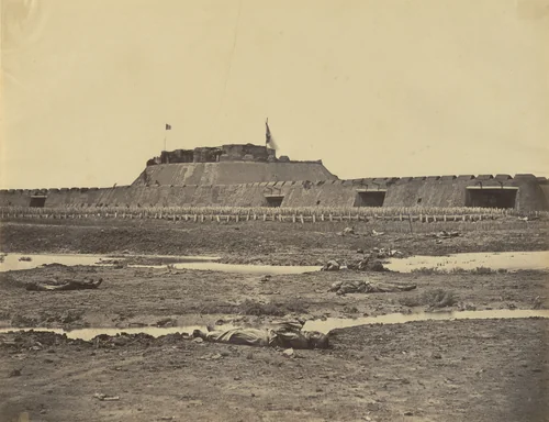 Rear of the North Fort after it's Capture Showing the Retreat of the Chinese Army by Felice Beato, photograph, 1860