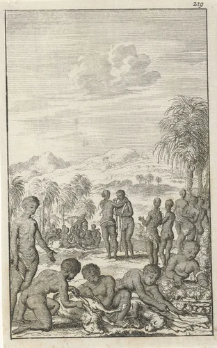 Huwelijk onder de Khoikhoi by Jan Luyken, print, 1681