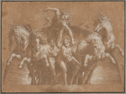 Apollo Driving the Chariot of the Sun by Lelio Orsi, drawing, 1544-1545