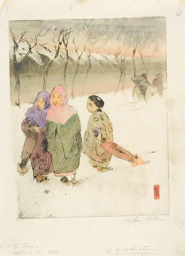 In the Snow at Tokyo by Helen Hyde, print, 1900