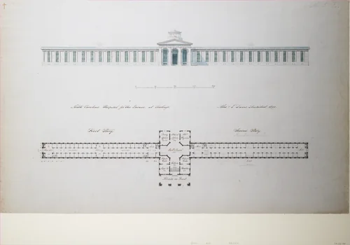 North Carolina Hospital for the Insane, at Raleigh by Alexander Jackson Davis, drawing, 1850