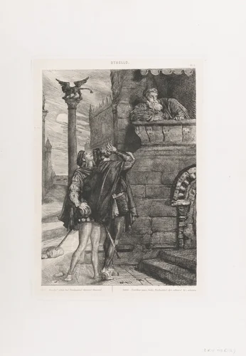 "Owake! what ho! Brabantio! thieves! thieves!": plate 1 from Othello (Act 1, Scene 1) by Théodore Chassériau, print, 1844